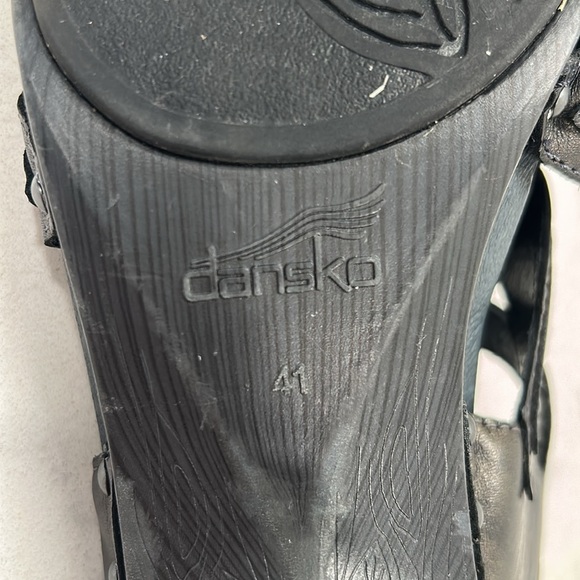 Dansko Nina Metallic Brown Leather Flower Sandals Heels Nailhead Detail Clog 41 - Picture 12 of 16